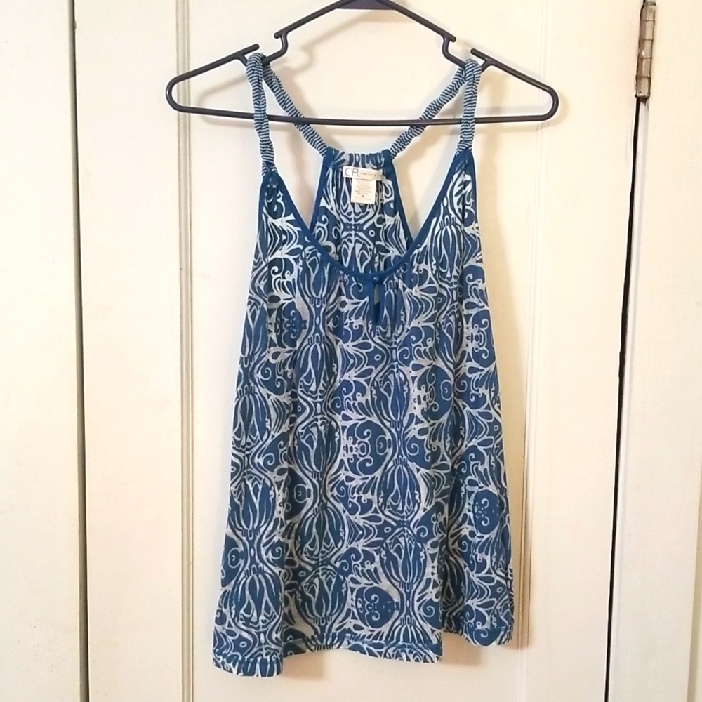 Women's Charlotte Russe teal twisted razorback strap tank size medium